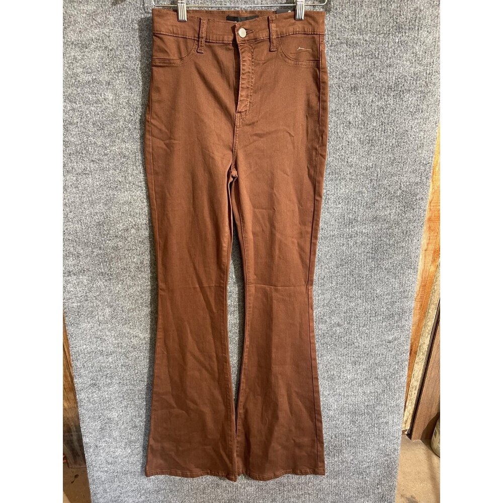 Fashion Nova Deep In My Soul Jeans Juniors 9 Brown High Rise Flare Stretch Denim